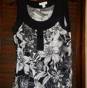 Floral black and white tank top